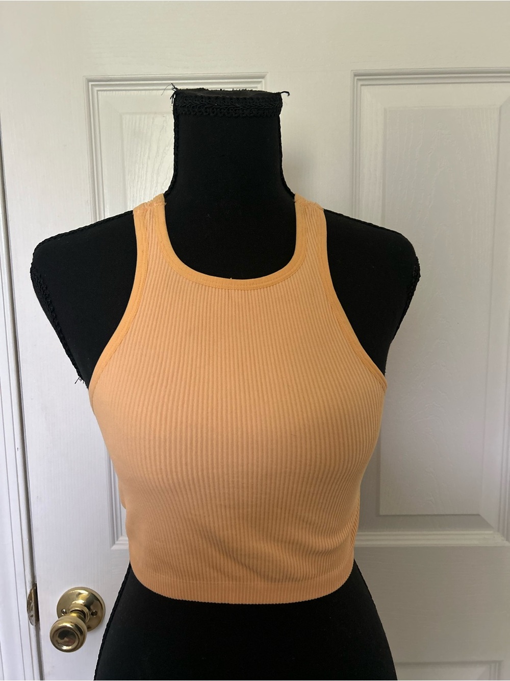 Urban Outfitters Ribbed Peach Halter Crop Tank